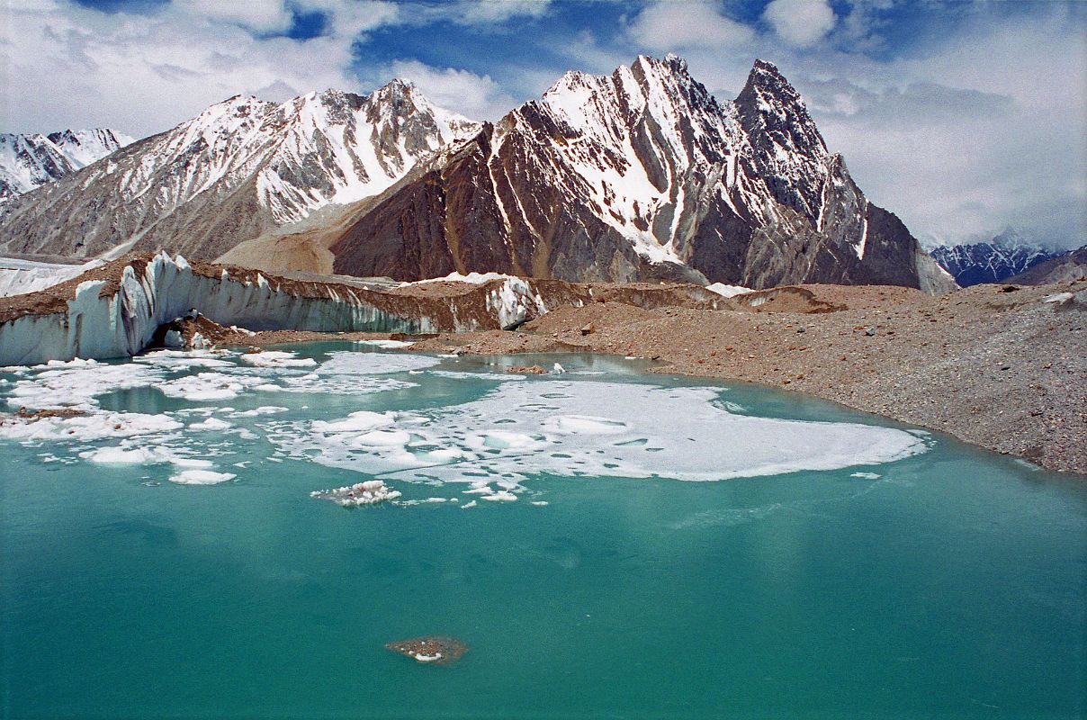 11 Green Glacial Lake On Upper Baltoro Glacier With Mitre Peak Behind